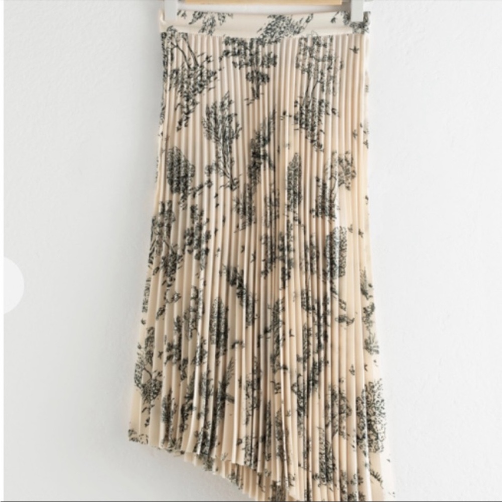 & Other Stories pleated tree print midi skirt